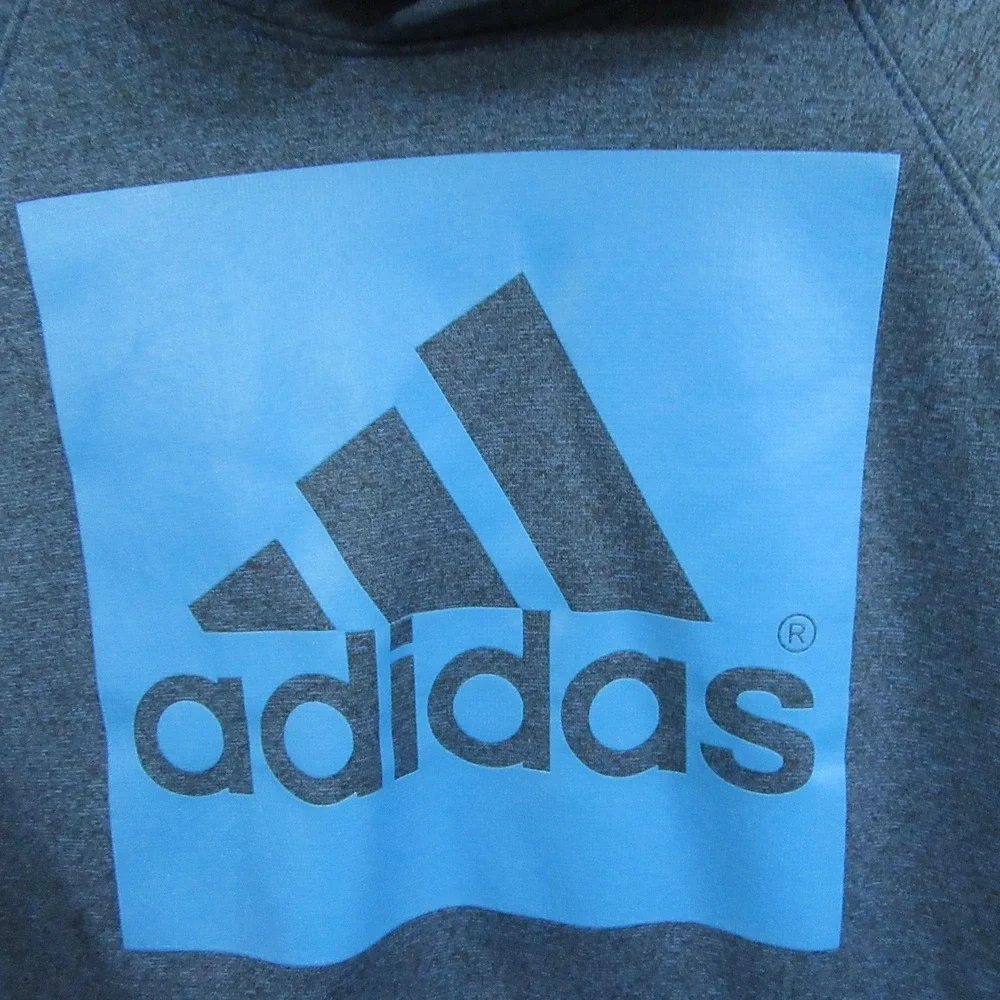 Adidas Mens Pullover Hoodie S Blue Fleece Hooded Pocket‎ Graphic Print